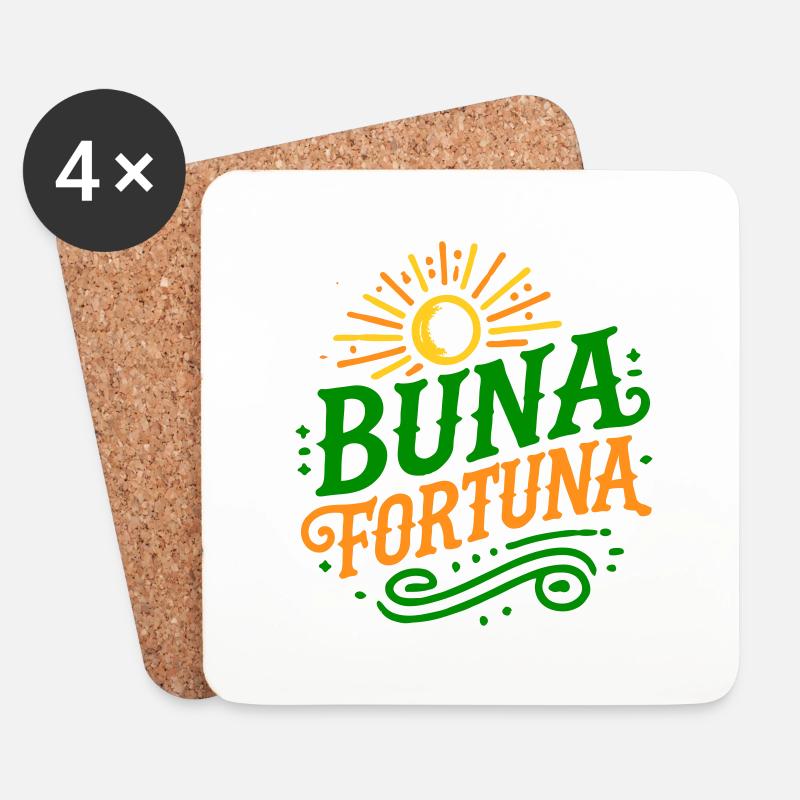 buna fortuna (Vectorgraphic) - Untersetzer (4er-Set) - Weiß