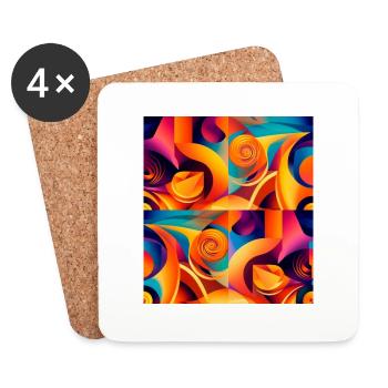 Abstract Design with Pattern of Shapes and Colors - Coasters (set of 4) - white - Front