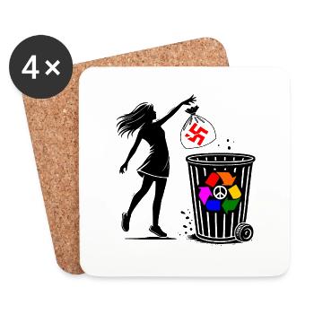 FCK NZS - Against the Right - keep your environment clean - Coasters (set of 4) - white - Front