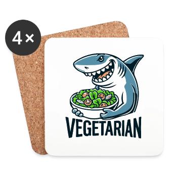 Vegetarian shark - Coasters (set of 4) - white - Front