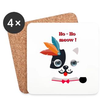 Glamouröse Katze - Untersetzer (4er-Set) - Weiß - Vorne