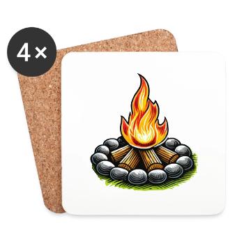 Feu de camp - Dessous de verre (lot de 4) - blanc - Devant