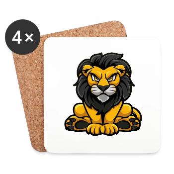 Bande dessinée du lion - Dessous de verre (lot de 4) - blanc - Devant