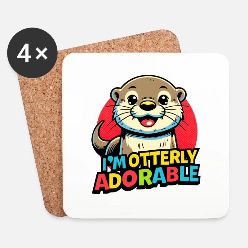 Otter - Untersetzer (4er-Set) - Weiß