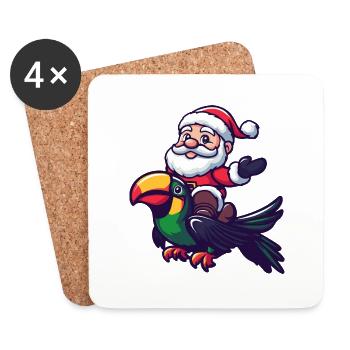 Tukan Vogel Weihnachtsmann Cartoon - Untersetzer (4er-Set) - Weiß - Vorne