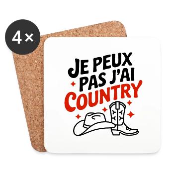 Je peux pas j ai Country rouge - Dessous de verre (lot de 4) - blanc - Devant