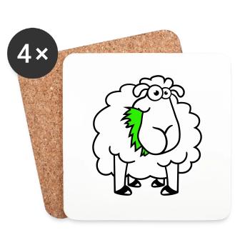 Schaf Frisst Gräser Gras Fressen Hungrig Lustig - Untersetzer (4er-Set) - Weiß - Vorne