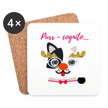 This mysterious blue-eyed cat. - Coasters (set of 4) - white - Front
