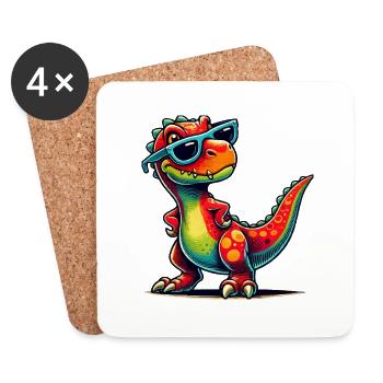dino comic - Untersetzer (4er-Set) - Weiß - Vorne