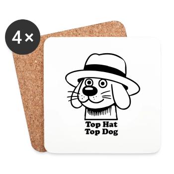 Dapper Doggo - Chapeau haut de forme, design Top Dog - Dessous de verre (lot de 4) - blanc - Devant