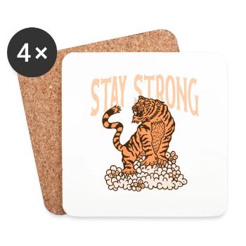 Stay Strong Tiger Design – Courage et force - Dessous de verre (lot de 4) - blanc - Devant