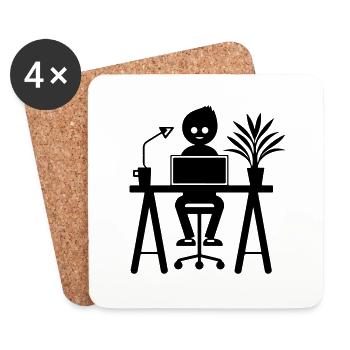 Worker Computer Job Learning - Coasters (set of 4) - white - Front