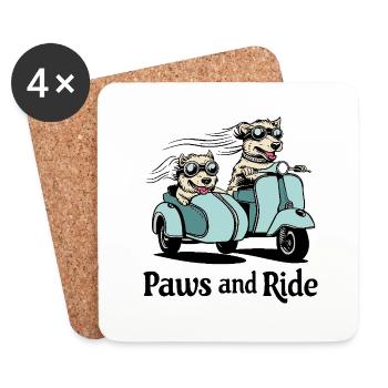Paws and ride - Coasters (set of 4) - white - Front