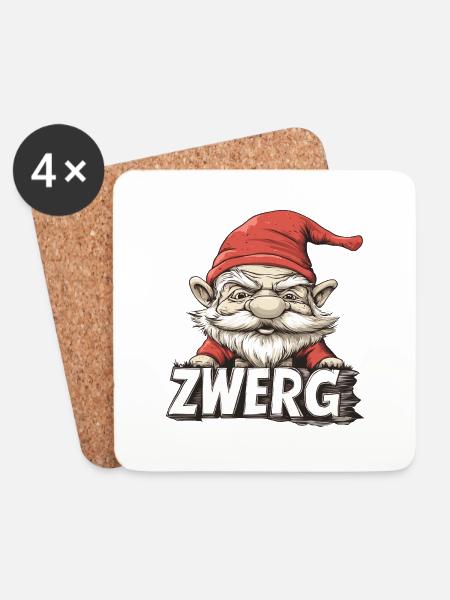 Zwerg - Untersetzer (4er-Set) - Weiß