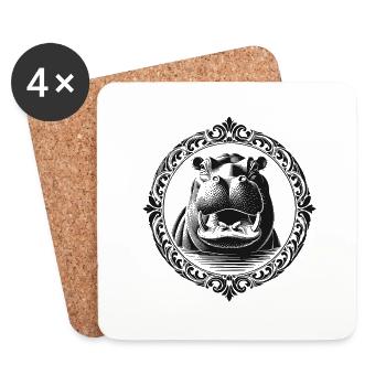 Hippopotamus - Coasters (set of 4) - white - Front