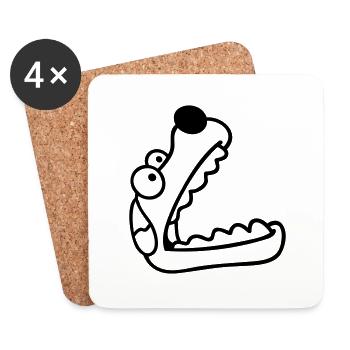 Dog Big Mouth Snout Hunger Looking Up - Coasters (set of 4) - white - Front