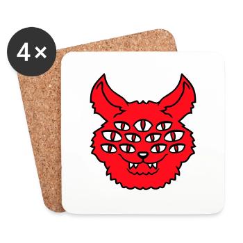 Chat Démon Beaucoup d’yeux Diable Enfer Monstre maléfique - Dessous de verre (lot de 4) - blanc - Devant