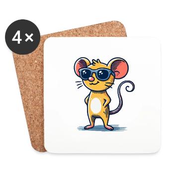 Mouse Sunglasses - Coasters (set of 4) - white - Front