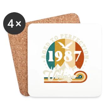Vintage Birthday in 1988 - Birthday 2025. - Coasters (set of 4) - white - Front