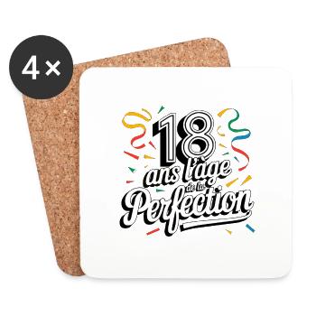 18 ans anniversaire 18 anniversaire cadeau 18 ans - Dessous de verre (lot de 4) - blanc - Devant