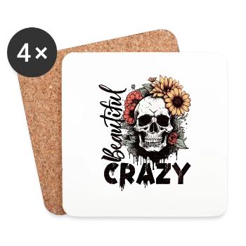 Beautiful Crazy Skull - Untersetzer (4er-Set) - Weiß - Vorne