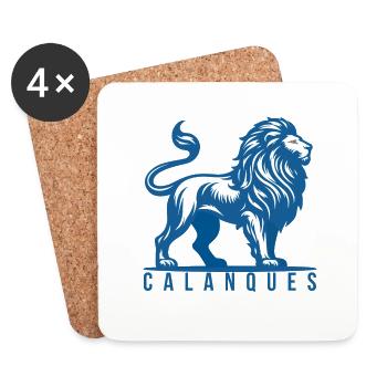 Blue and white calanque lion - Coasters (set of 4) - white - Front