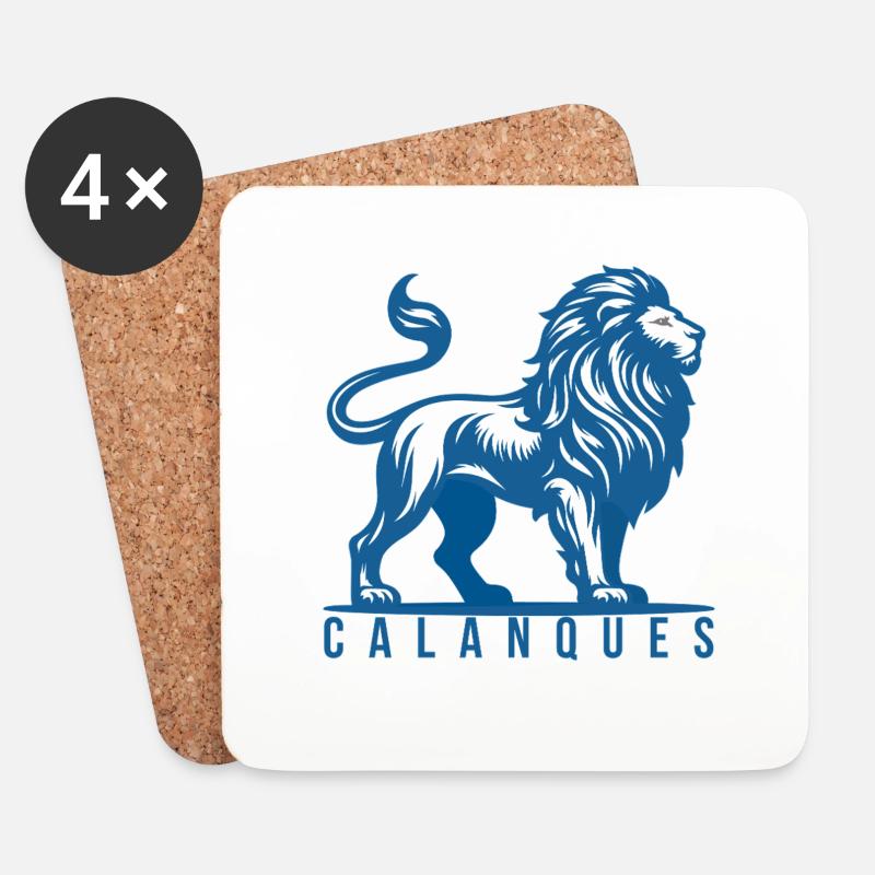 Blau-weißer Calanque-Löwe - Untersetzer (4er-Set) - Weiß