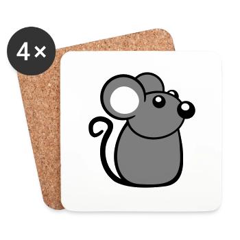 Maus Mäuschen Süße Kleine Ratte Nager Freundlich - Untersetzer (4er-Set) - Weiß - Vorne