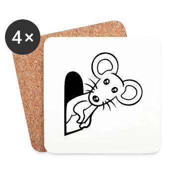 Trou de souris Trou de souris Trou de souris Peeps Mignon Drôle Bande dessinée - Dessous de verre (lot de 4) - blanc - Devant