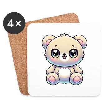 Super Cute Kawaii Baby Bear - Untersetzer (4er-Set) - Weiß - Vorne