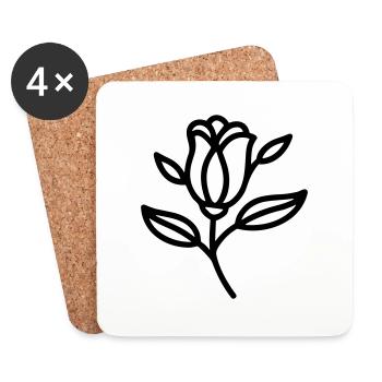 Pink Flower - Coasters (set of 4) - white - Front