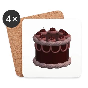Gâteau vintage aux cerises 3D - Dessous de verre (lot de 4) - blanc - Devant