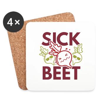 Vegan Sick Of Beet - Coasters (set of 4) - white - Front