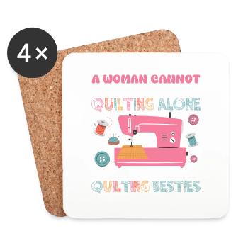 A Woman Cannot Survive On Quilting Quilter Sewing - Untersetzer (4er-Set) - Weiß - Vorne