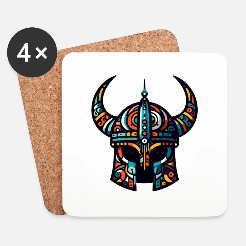 Wikingerhelm mit abstraktem Muster - Untersetzer (4er-Set) - Weiß