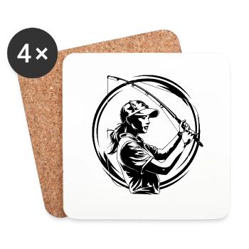Fishing Sport Fisherman - Coasters (set of 4) - white - Front
