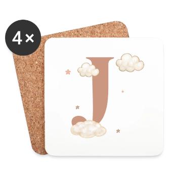 Letter j clouds stars - Coasters (set of 4) - white - Front