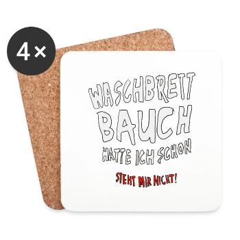 Waschbrettbauch - Untersetzer (4er-Set) - Weiß - Vorne