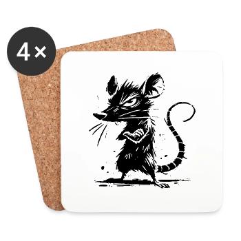 freche Ratte - Untersetzer (4er-Set) - Weiß - Vorne