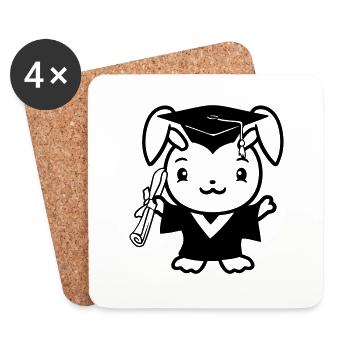 Bunny College School Graduation Abitur Certificat Sweet - Dessous de verre (lot de 4) - blanc - Devant