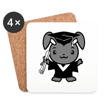 Bunny College School Graduation Abitur Certificat Sweet - Dessous de verre (lot de 4) - blanc - Devant
