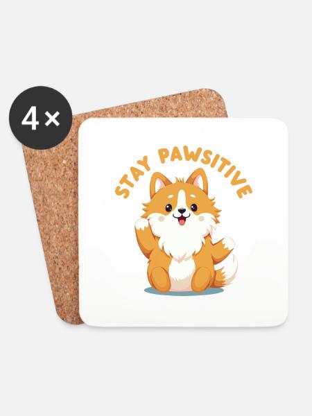 Stay Pawsitive - Coasters (set of 4) - white