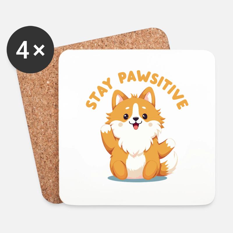 Stay Pawsitive - Coasters (set of 4) - white