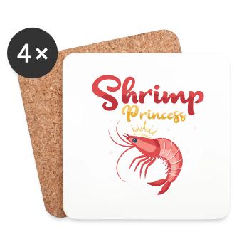 Crevette Princesse Fruits de mer Amateur de crevettes - Dessous de verre (lot de 4) - blanc - Devant