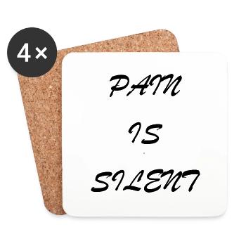 PAIN IS SILENT Brush Script - Untersetzer (4er-Set) - Weiß - Vorne