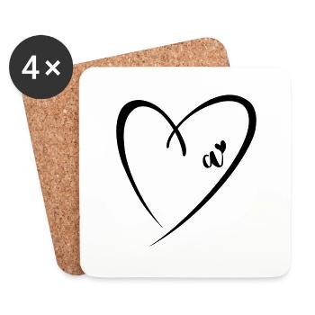 Lettre minuscule Un Coeur - Dessous de verre (lot de 4) - blanc - Devant