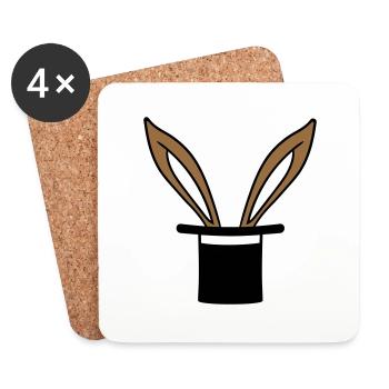 Hase Zylinder Hut Zauberer Kaninchen zaubern Trick - Untersetzer (4er-Set) - Weiß - Vorne