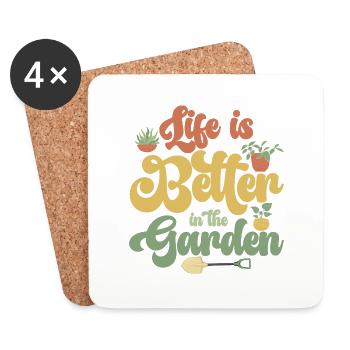 Life Is Better In The Garden Botanical Gardening - Untersetzer (4er-Set) - Weiß - Vorne