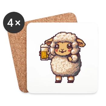 Schaf Pixel Bier - Untersetzer (4er-Set) - Weiß - Vorne