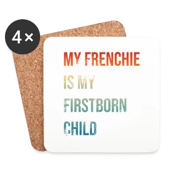 Frenchie Firstborn - Untersetzer (4er-Set) - Weiß - Vorne